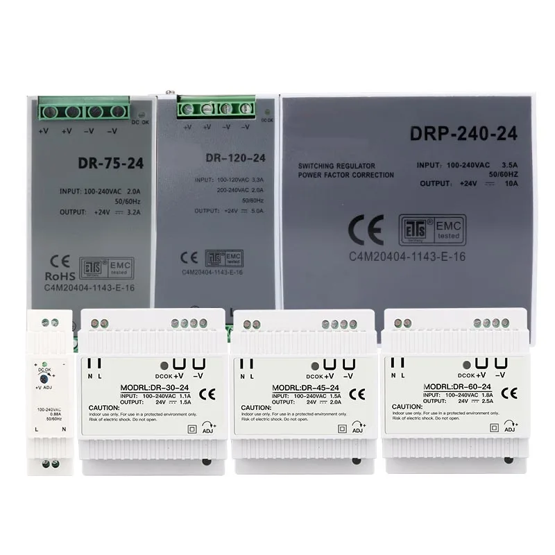 

15W 30W 45W 60W 75W 120W Din rail mounted Power supply 12V 24V switching power supply DR-15/30/45/60-12/24