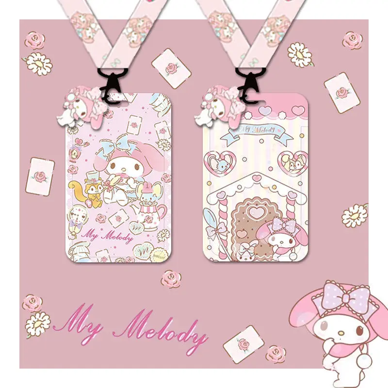 

Kawaii Sanrio My Melody Card Sleeve Pendant Anime Cartoon Cute Beauty Work Permit Student Bus Card Cover Keychain Toy Girls