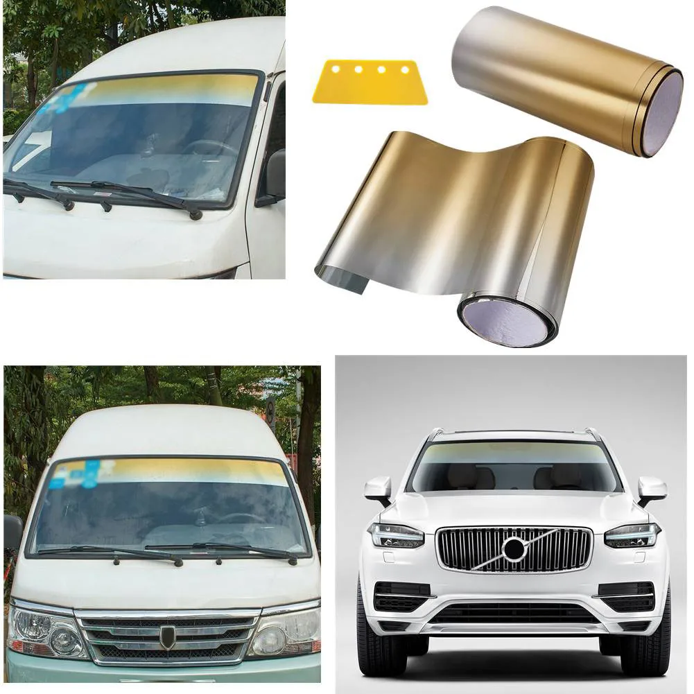 

Auto Car Gold Front Film PVC Stretchable Strip Sun Visor Water Resistant