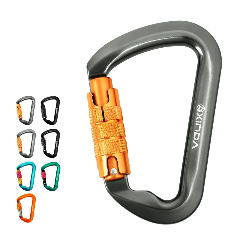 

7075 Aluminum Alloy 30KN Mountaineering Caving Rock Climbing Carabiner D Shaped Safety Master Screw Lock Buckle Equipement