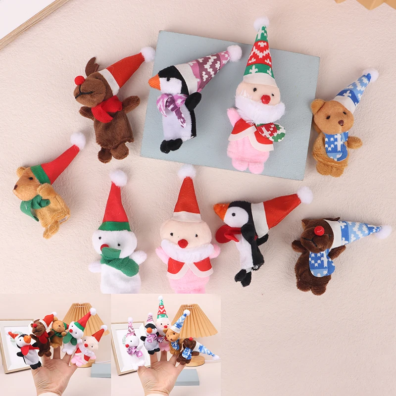 

5Pcs/Set Hand Puppet Bear Plush Toy Cartoon Animal Finger Puppet Role Play Tell Story Cloth Doll Educational Toys For Kids