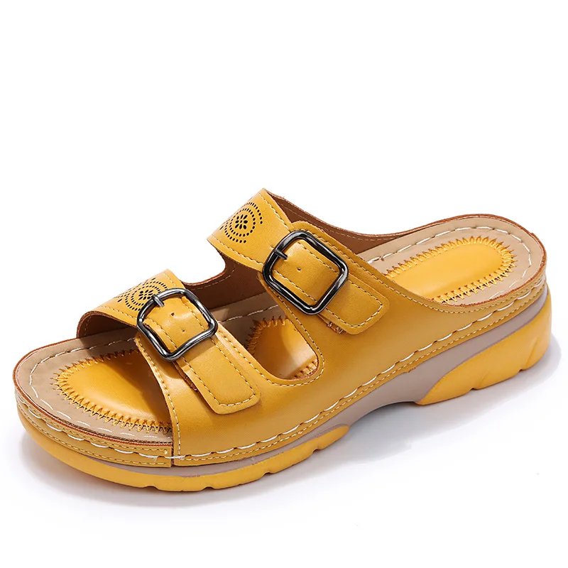 

Women Wedge Sandals Casual platform shoes Beach Flip Flops Premium Orthopedic Open Toe Sandals Vintage Leather Platform Shoes