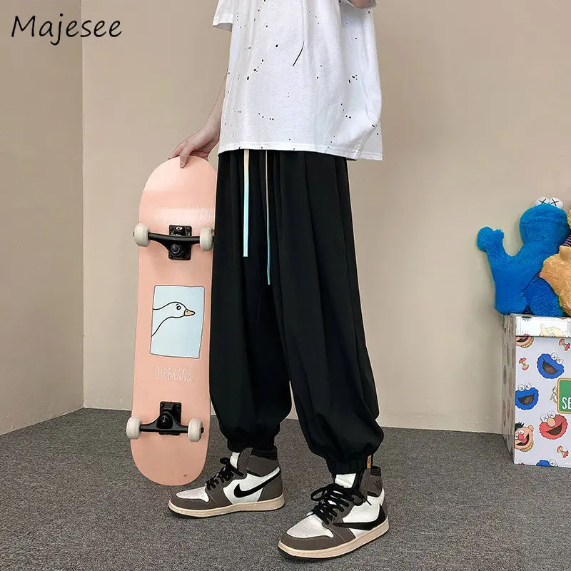 

Summer Casual Pants Men Breathable Cozy Baggy Harem Trousers Pantalones Minimalist All-match Hipster Cool Handsome Teens College