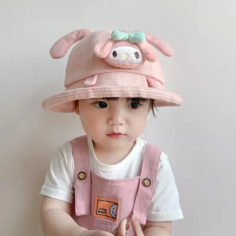 

Anime Kuromi Children Fisherman's Hat Sanrios Spring Summer Sunscreen Hat Big Brim Bucket Hat Edge Anti-Ultraviolet Uv Sun Hat