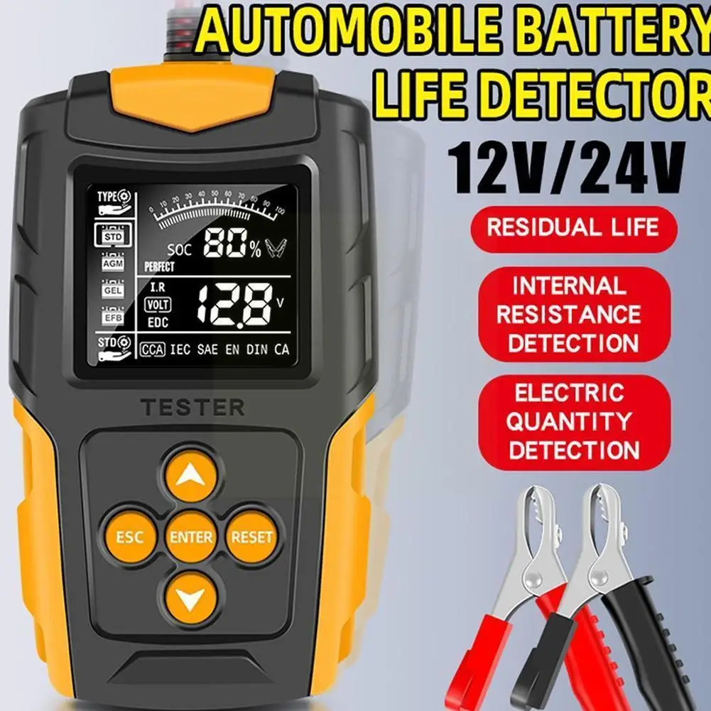 

12v 24v Car Battery Tester Abs Material Load Drop Charging System Analyzer Tools For Motorcycle Suv Boat A4b8