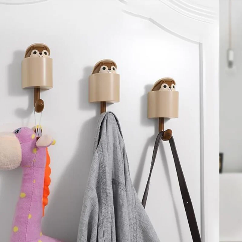 

Creative Squirrel Hook Strong Viscose Wall Hanging Explosion Cute Ladybug Animals Rack Kitchen Clothes Hat Hanger Hook