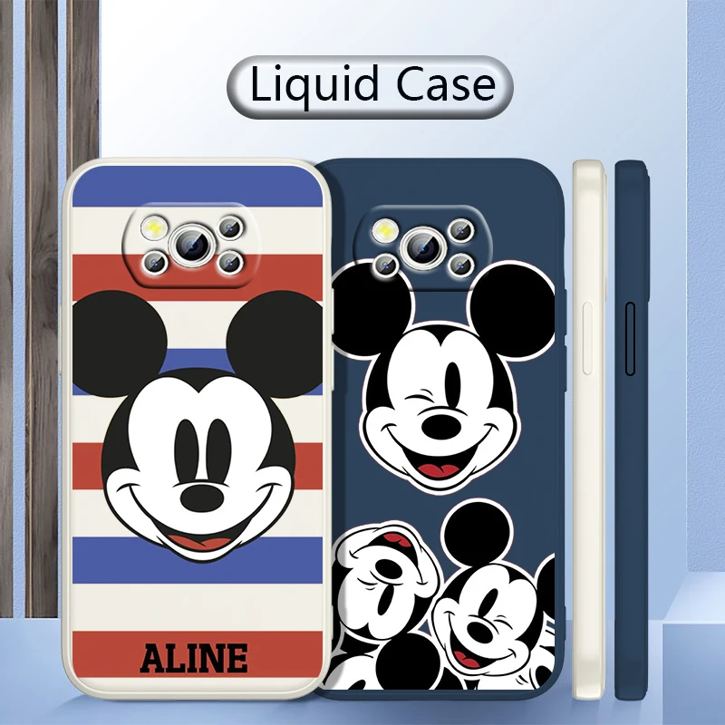 

Handsome Disney Mickey For Xiao POCO F4 M4 X4 X3 F3 M3 C3 F2 X2 F1 GT Pro NFC Liquid Rope Shockproof Phone Case