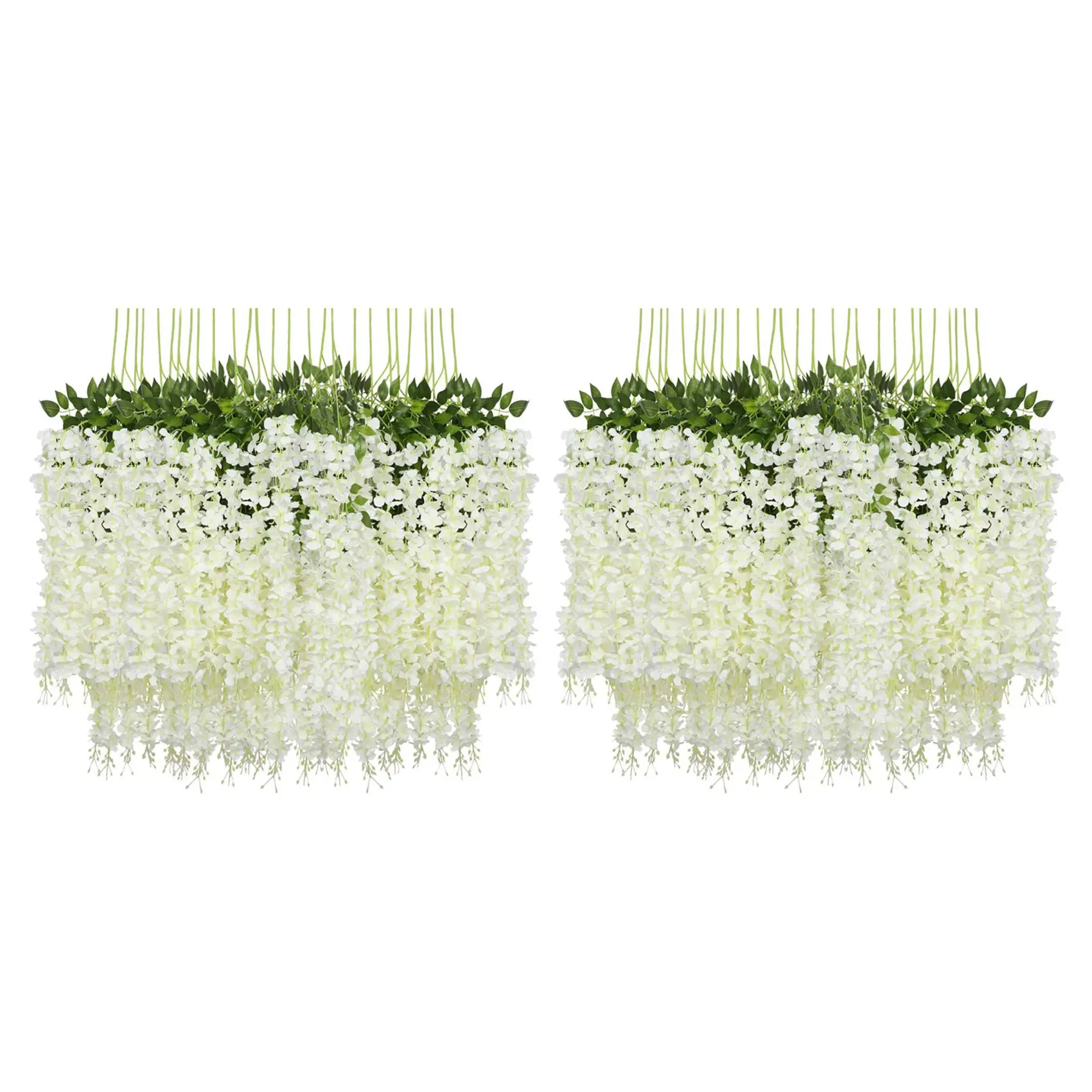 

24 Pack (43.2 FT) Artificial Wisteria Vine Fake Wisteria Hanging Garland Silk Long Bush String Home Party Decor