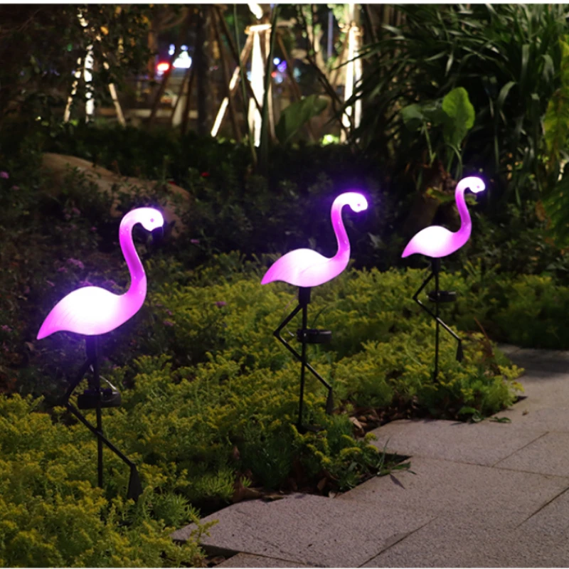 

3 Pieces Garden Outdoor Flamingo LED Stake Lights Solar Powered Waterproof for Garden, Lawn, Patio, Pond, Backyard Decor Path