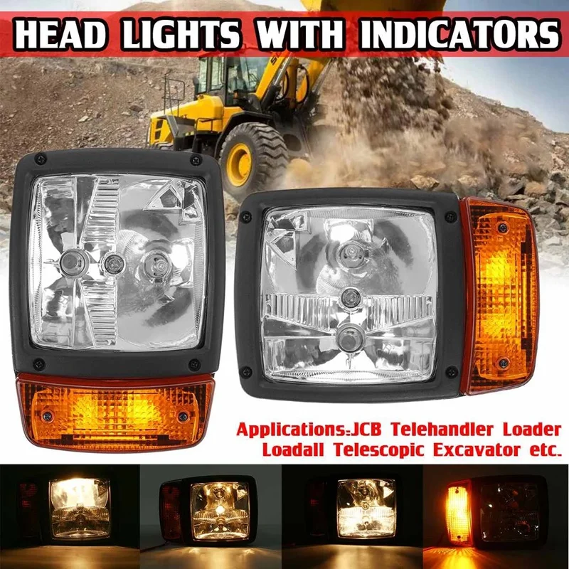 

24V Excavator JCB Front LED Headlights Turn Signal Lamp Indicator Work Light for Tractor Telehandler Loader Forklift