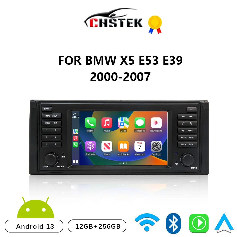 Автомобильный радиоприемник CHSTEK Android 13 Carplay для BMW X5 E53 E39 2000-2007 мультимедийная