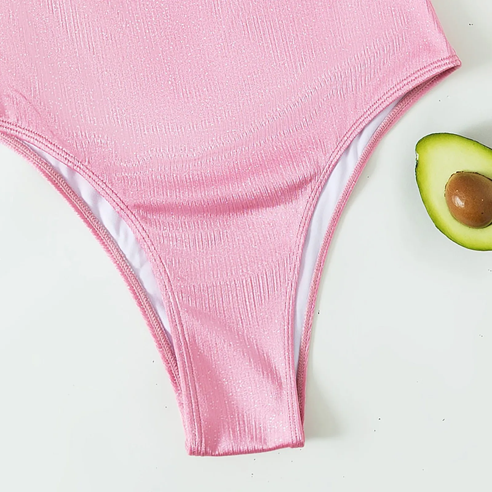 Розовый сатиновый Шелковый Цельный купальник мягкий женский с пуш-ап монокини