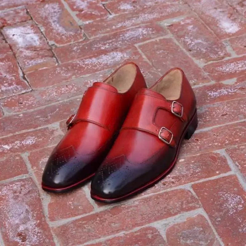

Double Buckle Casual Business Shoes PU Leather Fashion Dress Classic Comfortable Monk Men Shoes мужская обувь Office XM736