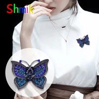 vintage fashion beautiful bule big butterfly brooch crystal insect sex pin female