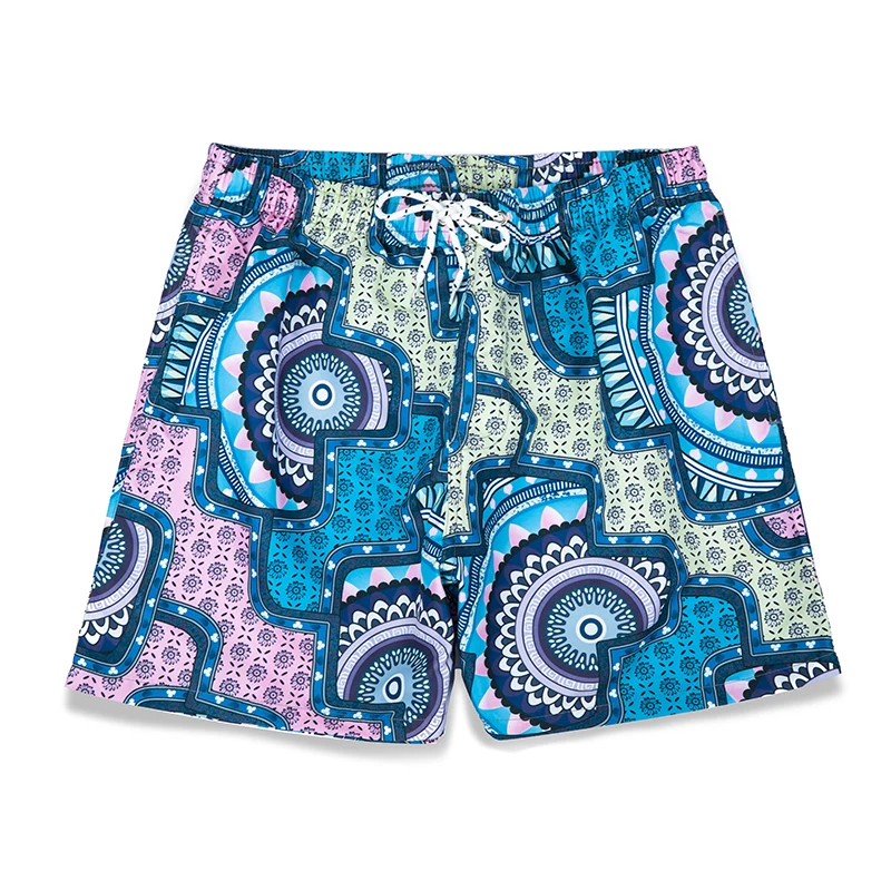 

Summer Casual Men's Beach Pants With Screen Personalized Printing Drawstring Large Men sports Pants Quick Drying Surf Pants