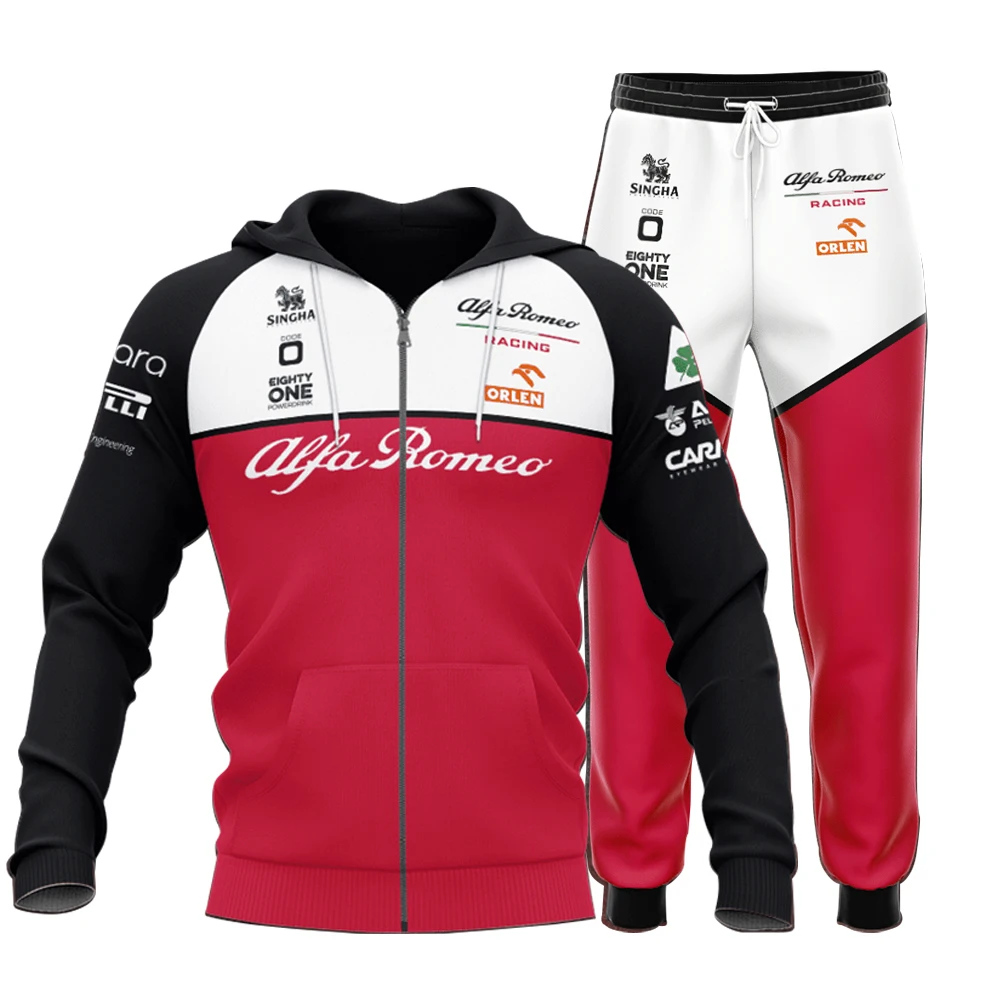 

Alfa Romeo F1 Team Orlen Singha All Over Print 3D Apparels Hoodie & Sweatpants - Black Red Men Tracksuit Designer Clothes men