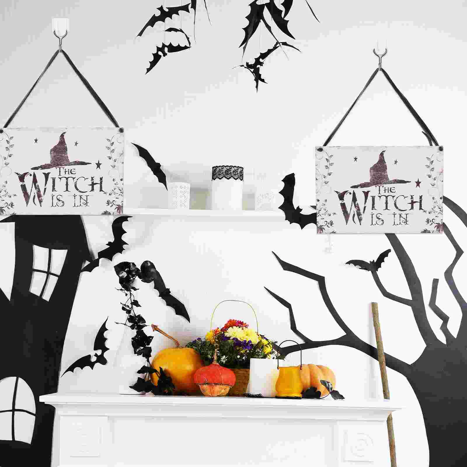 

Hanging Welcome Sign Trick or Treat Wooden Plaque Board for Haunted House Witch is in Decorative Signs Plaques