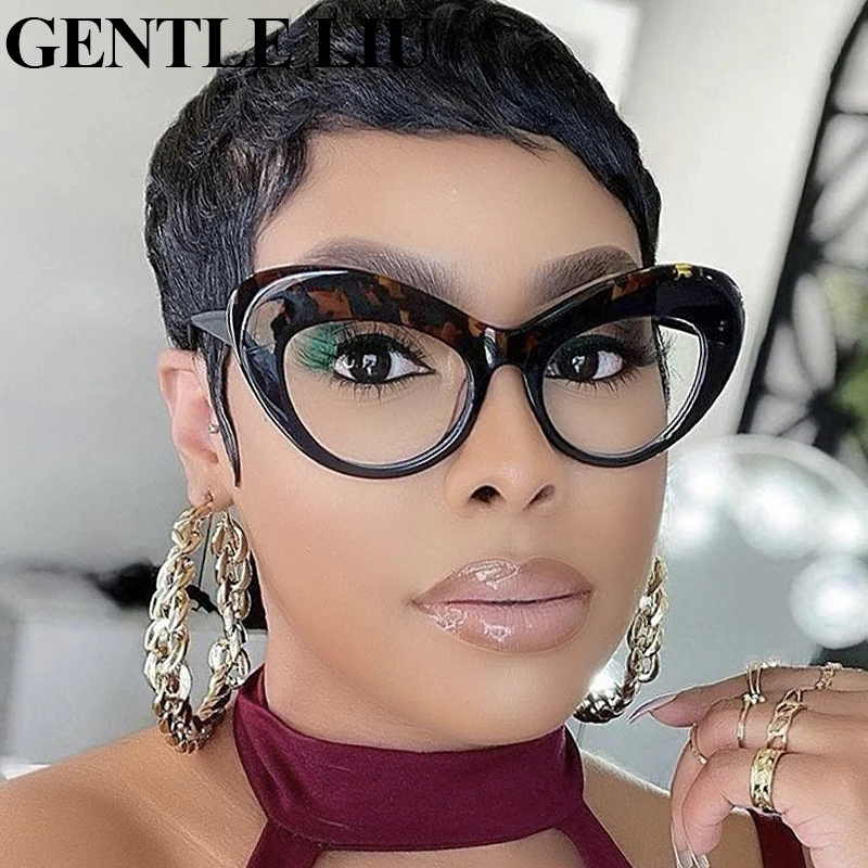 

Женские очки большого размера «кошачий глаз» с защитой от сисветильник, новинка 2022, Модные оптические оправы для очков, Женская оправа для о...