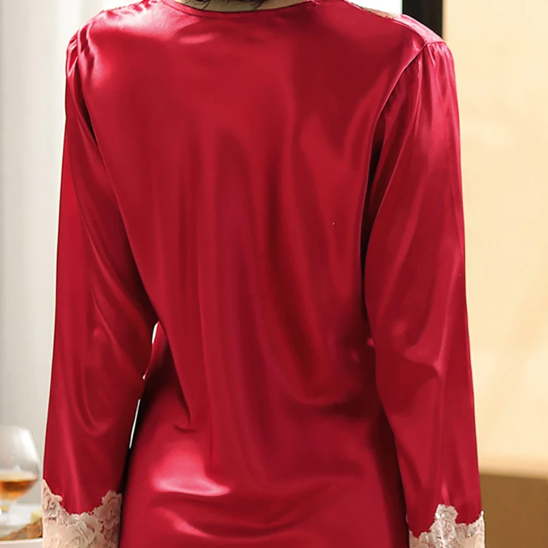 New Silks Pajamas Female Spring and Summer 2023 Sexy Ladies Ice Silk Long-sleeved Thin Style Home Clothes Large Size Suit