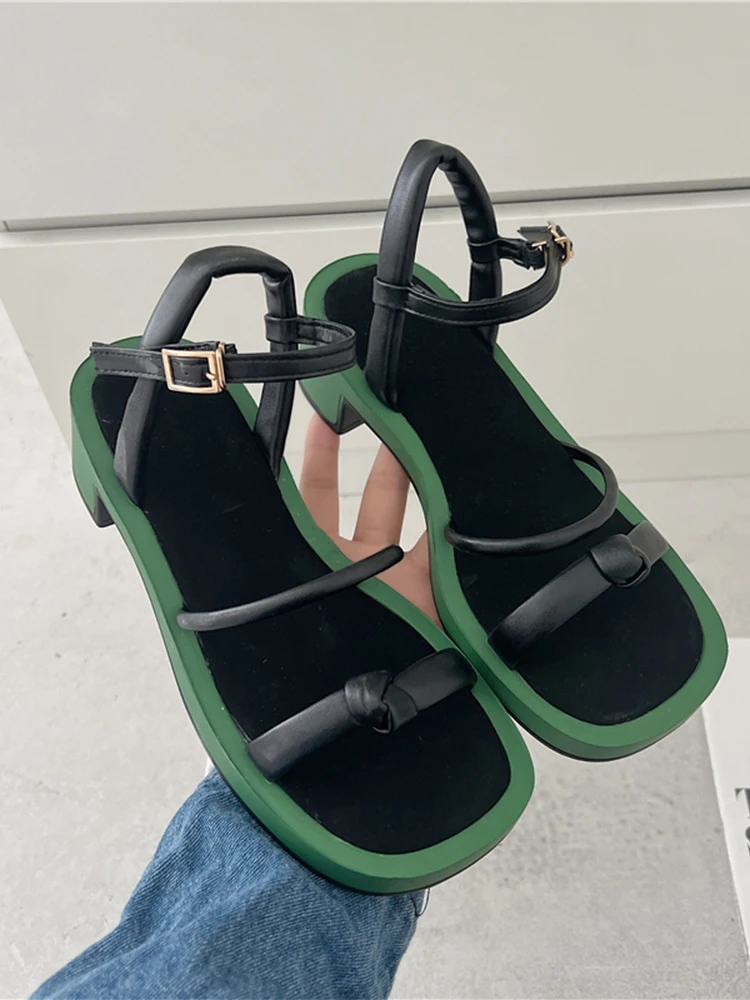

Summer Women Chunky Sandals Sexy Pumps 2022 New Fashion Party Heels Shoes Women Slippers Brand Hot Sale Buckle Mujer Zapatos