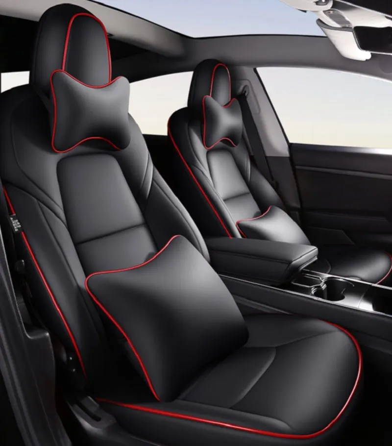 

Custom Premium Leather Car Seat Covers Full Covered Fit Set Car Accessories Cushion Cover for Tesla Model 3 2016-2022