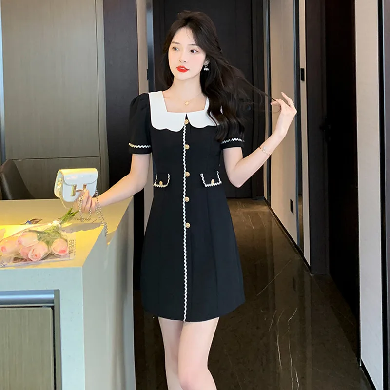 

Женское офисное длинное платье-рубашка, Элегантное повседневное однобортное платье с отложным воротником и коротким рукавом, с принтом, ле...