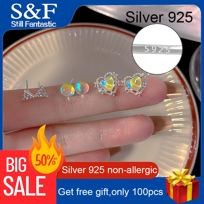 

2023 Trending Heart Stud Earrings For Women Korean New In Colorful Conjunto De Brinco Luxury 3 Sets Pack Cute Crystal Jewelry