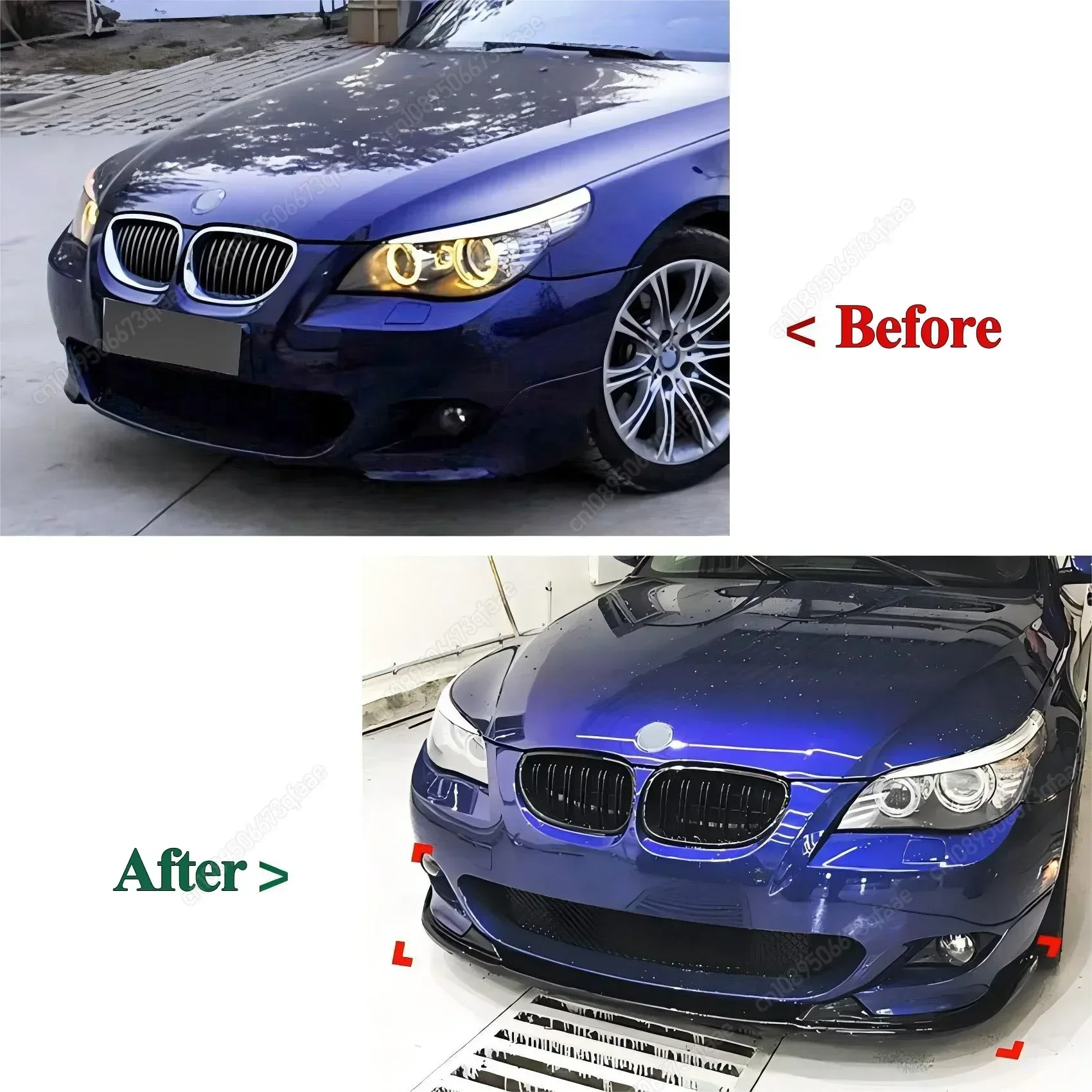 Фото Накладка-сплиттер на передний бампер (диффузор, спойлер, защита) для BMW 5 серии E60 E61 523i 525i 528i 530i 535i 540i 550i M-Sport 2005-2010 №4