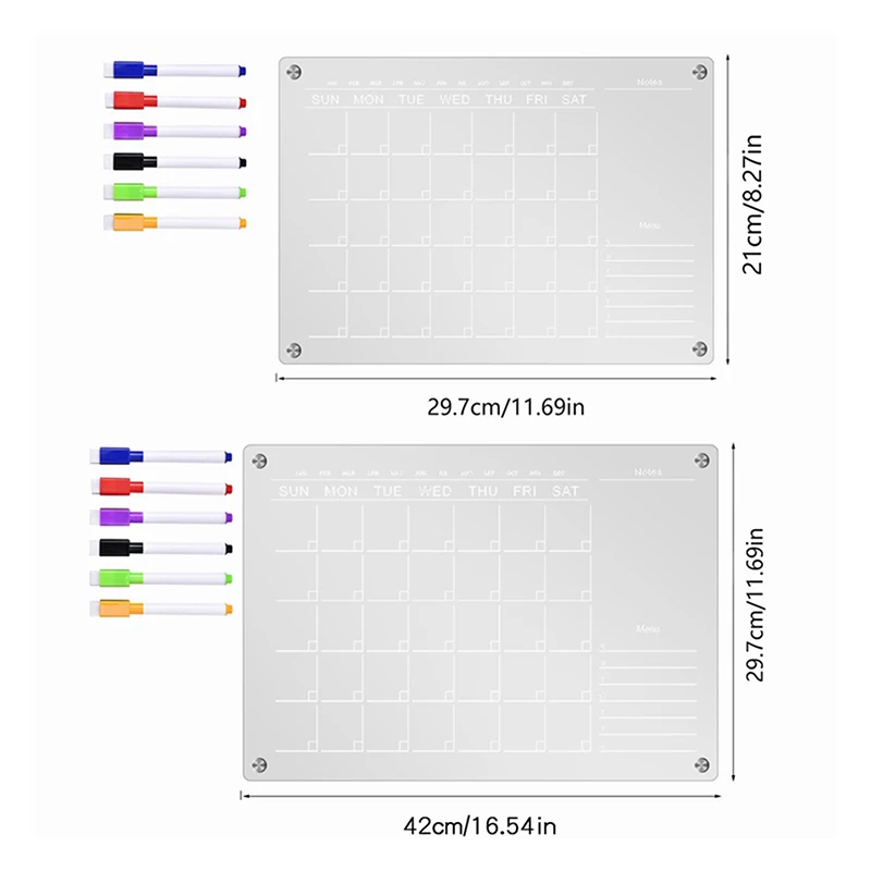 1 Шт. Прозрачный Акриловый Магнитный Еженедельный Ежемесячный Планировщик Доска