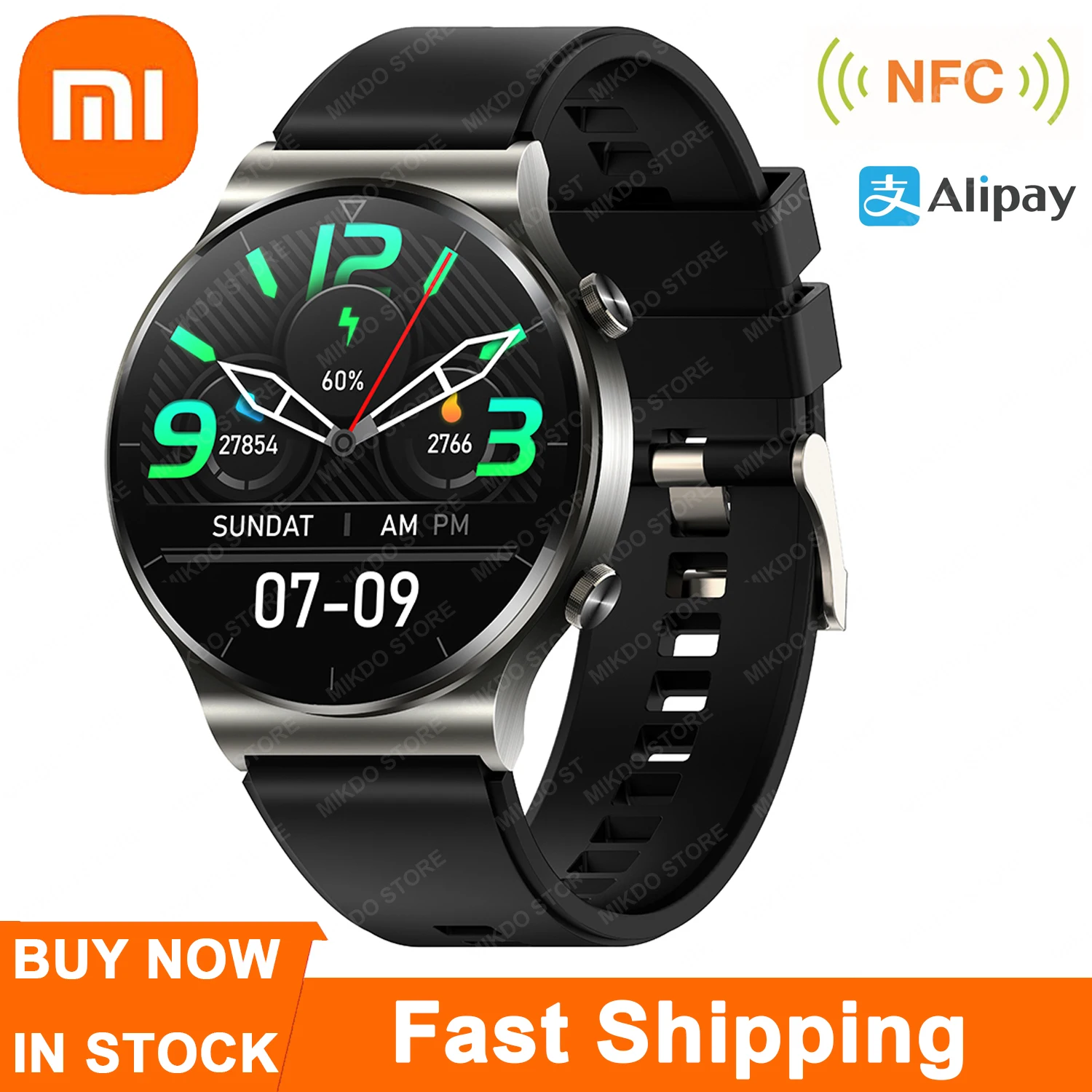 

Смарт-часы Xiaomi Mijia мужские с экраном 1,28 дюйма HD, пульсометром, тонометром, NFC
