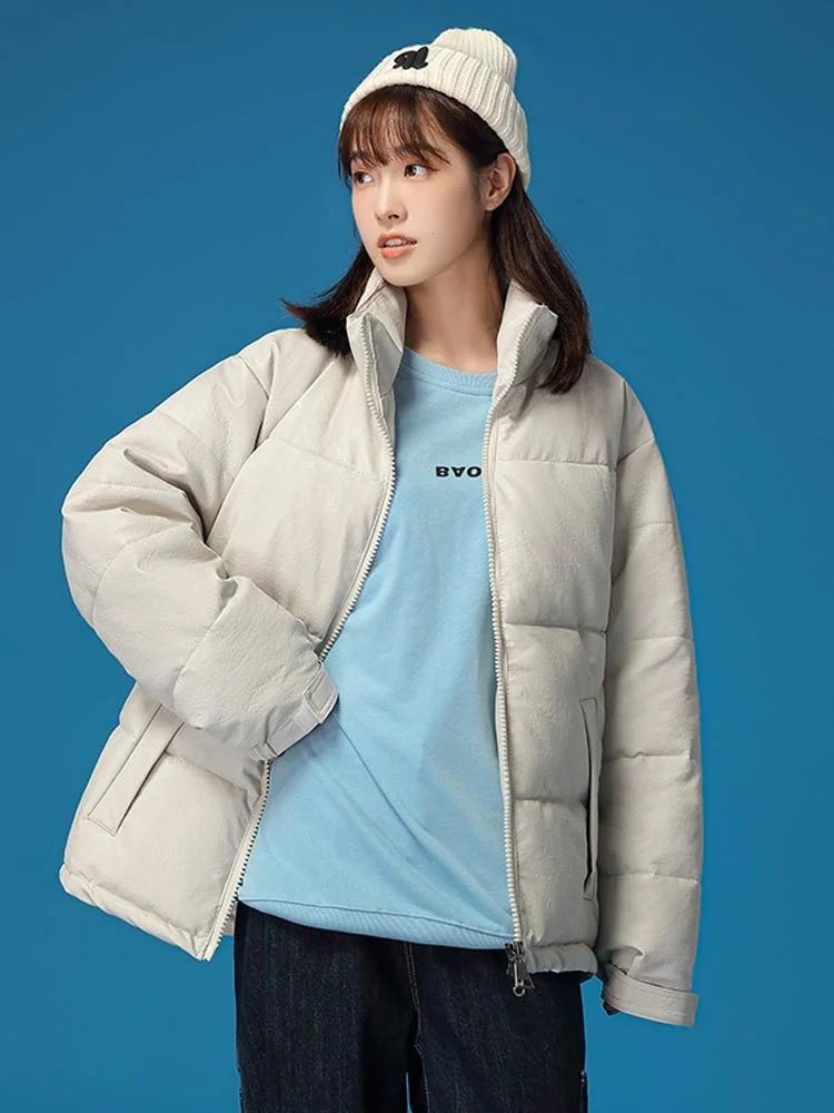 Winter Warm Thick PU Leather Coats Women Short Parkas Fashion Black Cotton Padded Down Jacket Female Winter Clothes