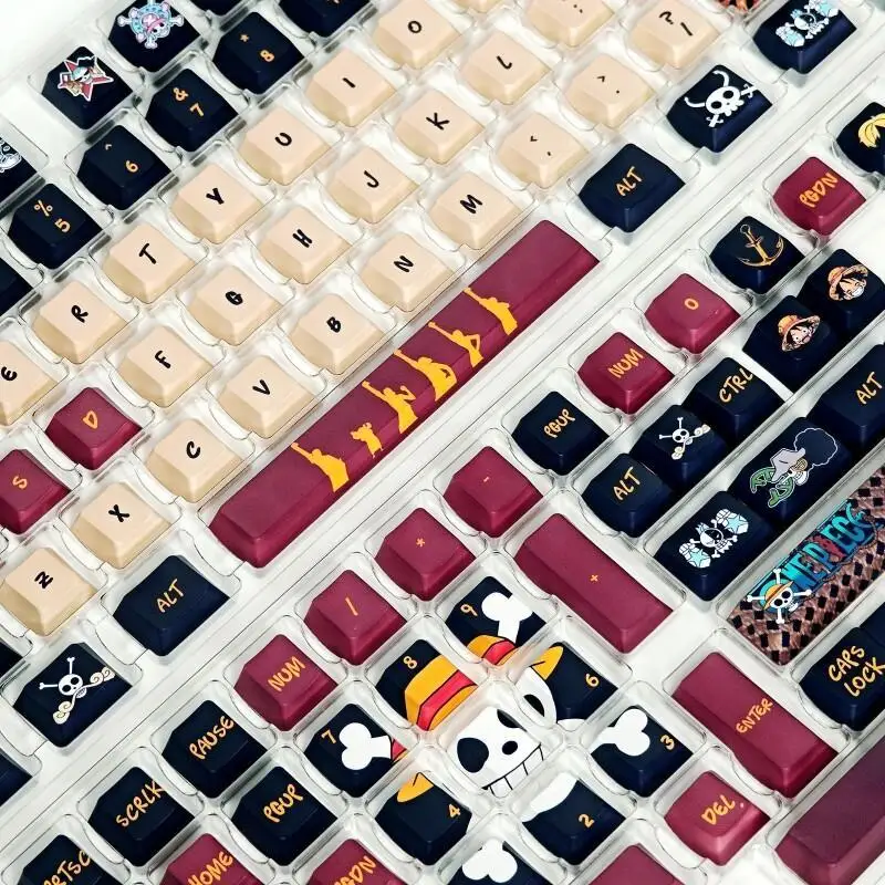 Фото Набор кейкапов BANDAI One Piece Monkey D. Luffy, PBT, сублимационная печать, для игровой и офисной механической клавиатуры, оригинальный дизайн №4