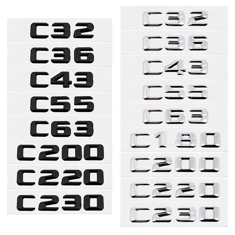 

For Mercedes-Benz C Class C43 C55 C63 C160 C180 C200 C220 C230 C250 W210 W212 Rear Trunk Emblem Badge Logo Nameplate Stickers