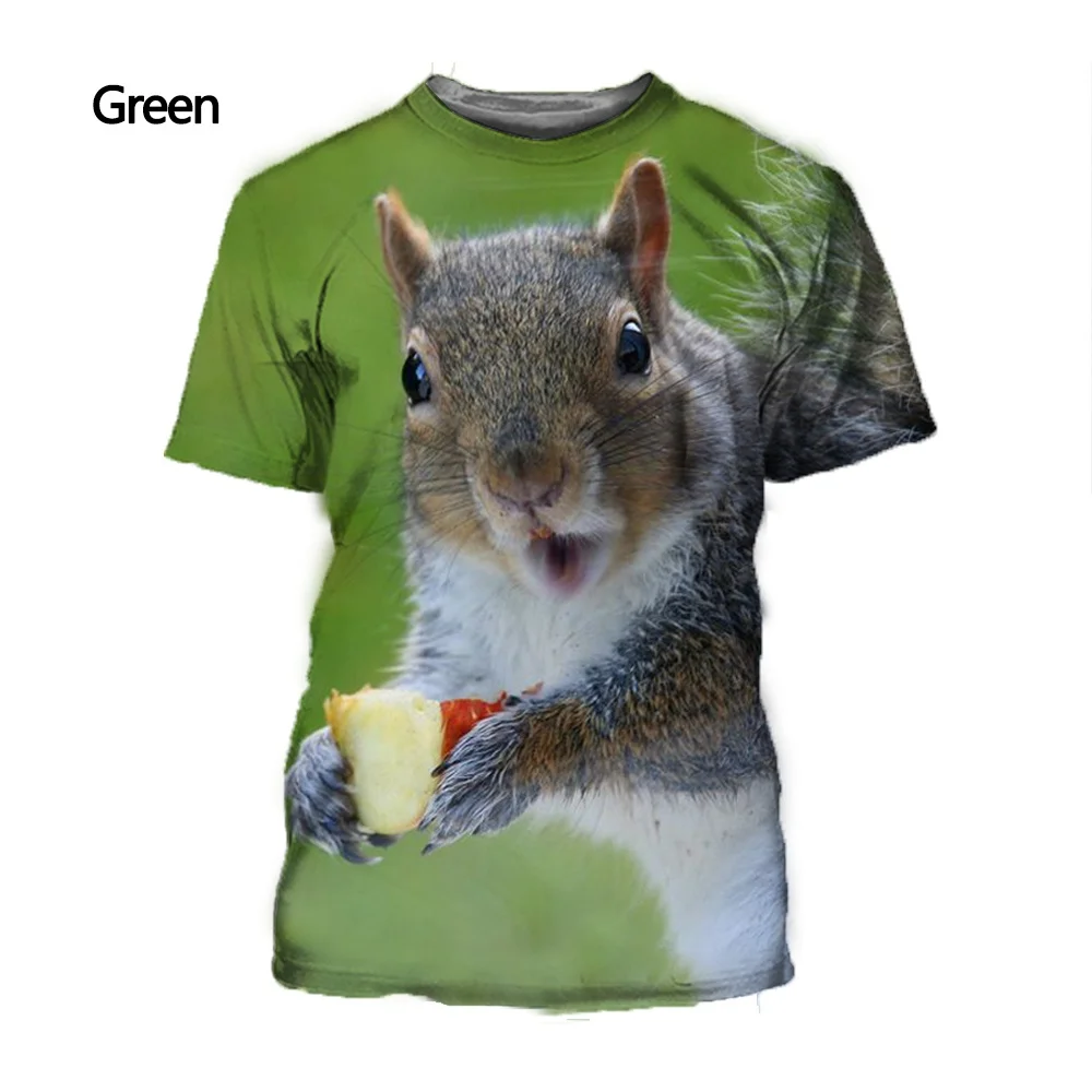 

Новинка 2022, модная мужская футболка, футболка с рисунком белки, летняя повседневная футболка с коротким рукавом и 3D рисунком, женская футболка