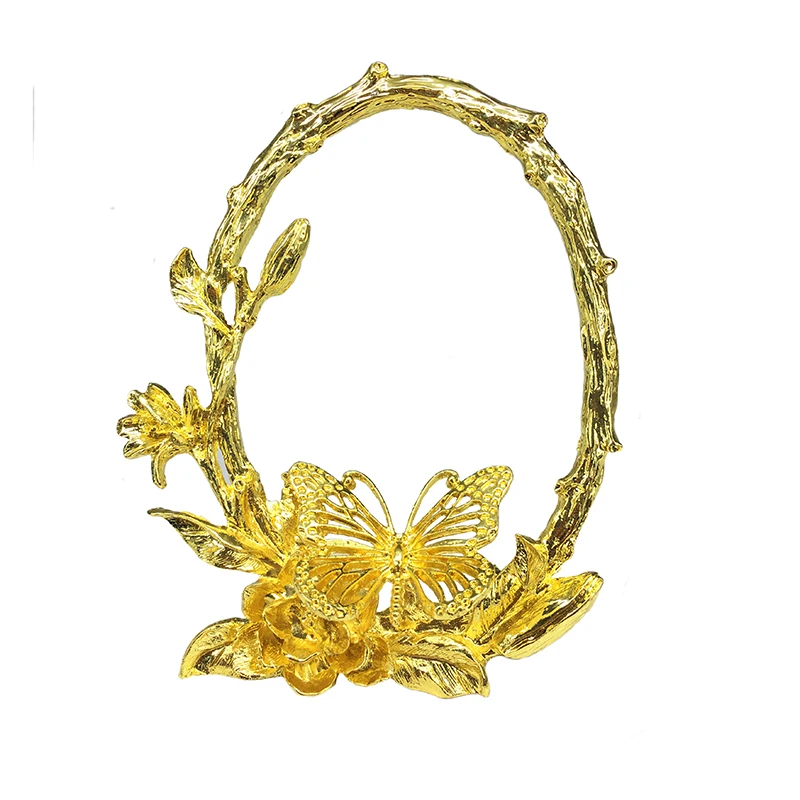

1pc Alloy Color Plated Butterfly Flower Basket Stand Spherical Object Base Gift Home Living Room Decorative Art Ornaments