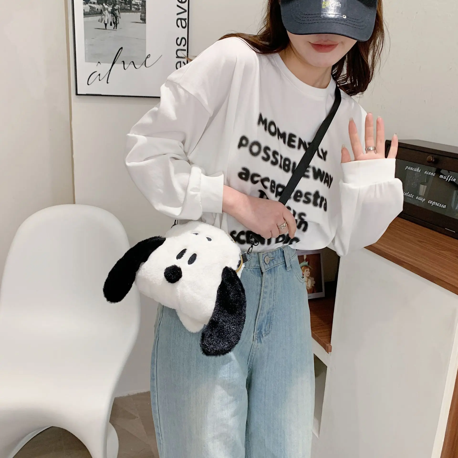 Новинка симпатичная сумка через плечо Snoopy мультяшная плюшевая кукла сумочка в