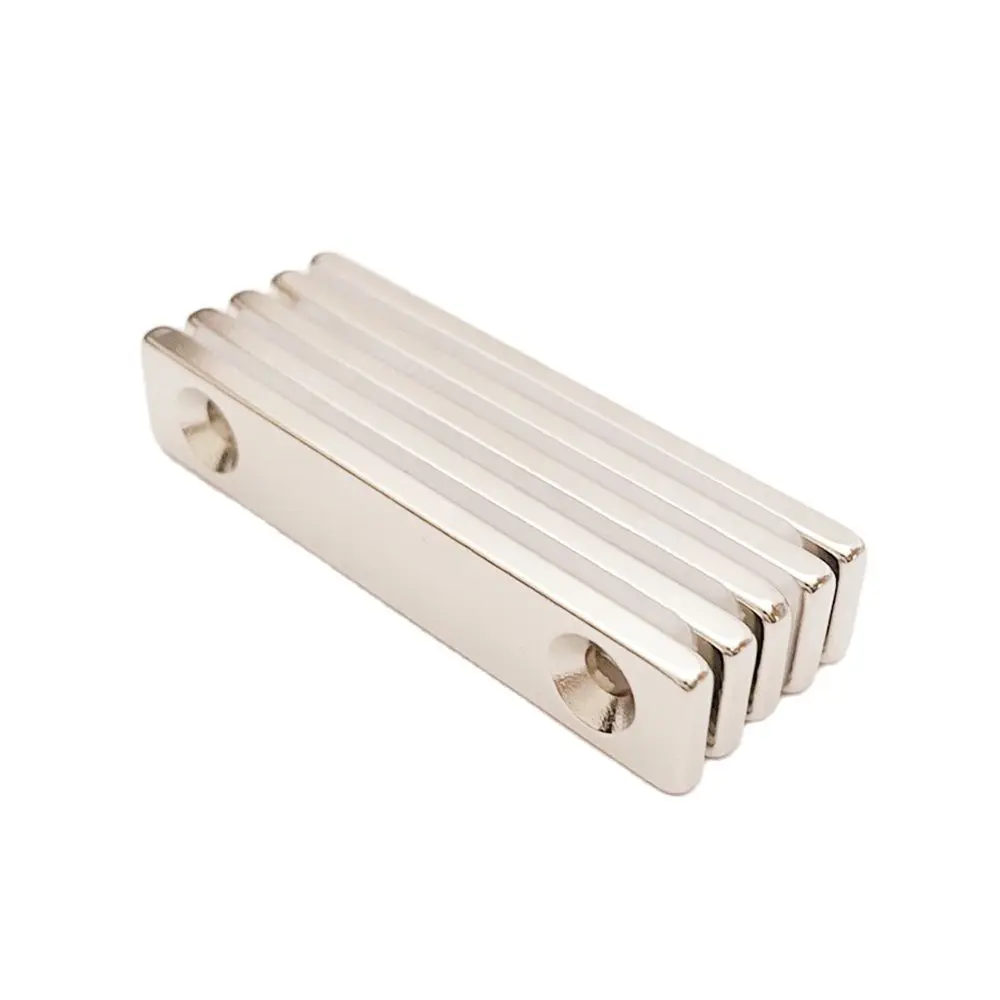 5PCS Rectangle Super Strong Magnet Block Magnetic DIY Parts Mounting Neodymium 50x10x3mm With Two M3 Countersunk Holes - купить по