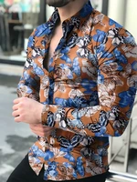 mens shirts long sleeve spring autumn casual shirts fashion floral 3d print lapel slim hawaiian shirts mens retro streetwear