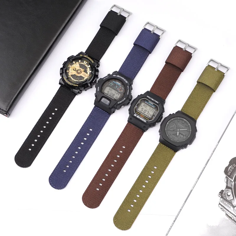 Нейлоновый спортивный ремешок для Casio G-Shock GA-110 120 GA-2100 MRW-200H быстросъемный холщовый