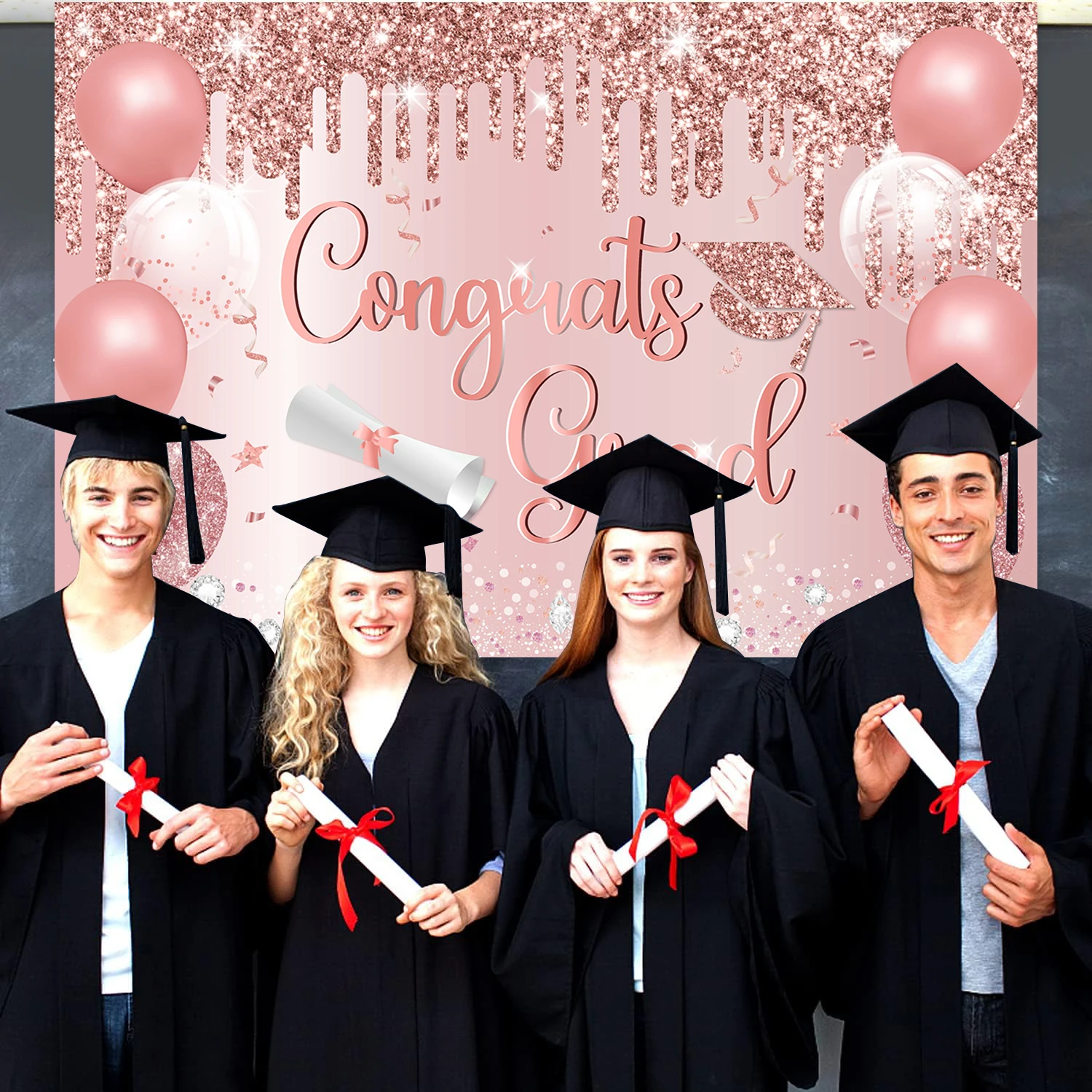 Фоны для выпускного 5*3 фута 2024 розовое золото