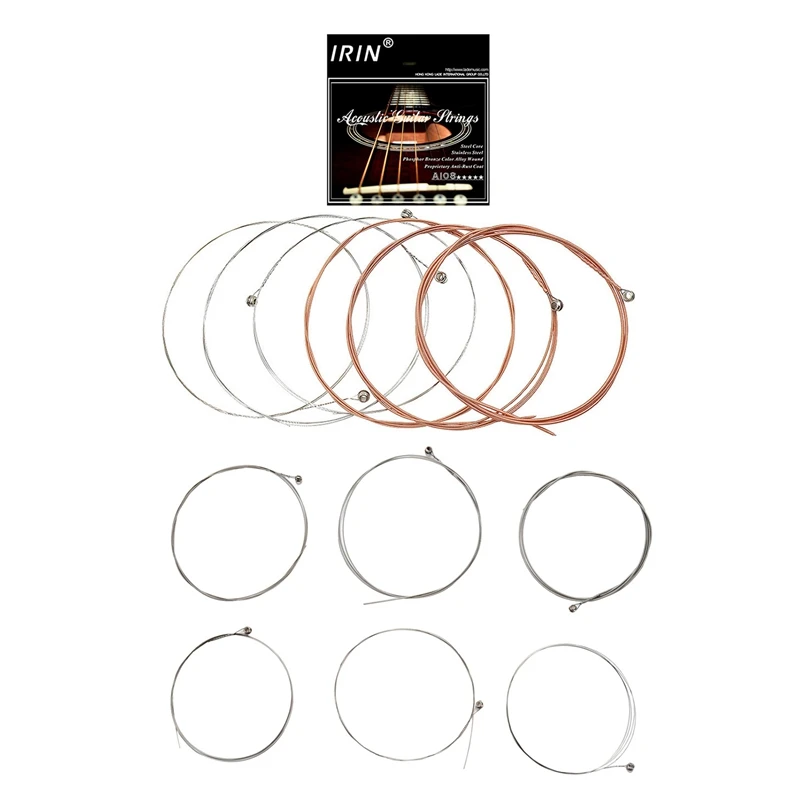 

IRIN 12PCS E104 Electric Guitar Strings With A108 Acoustic Flok Guitar String