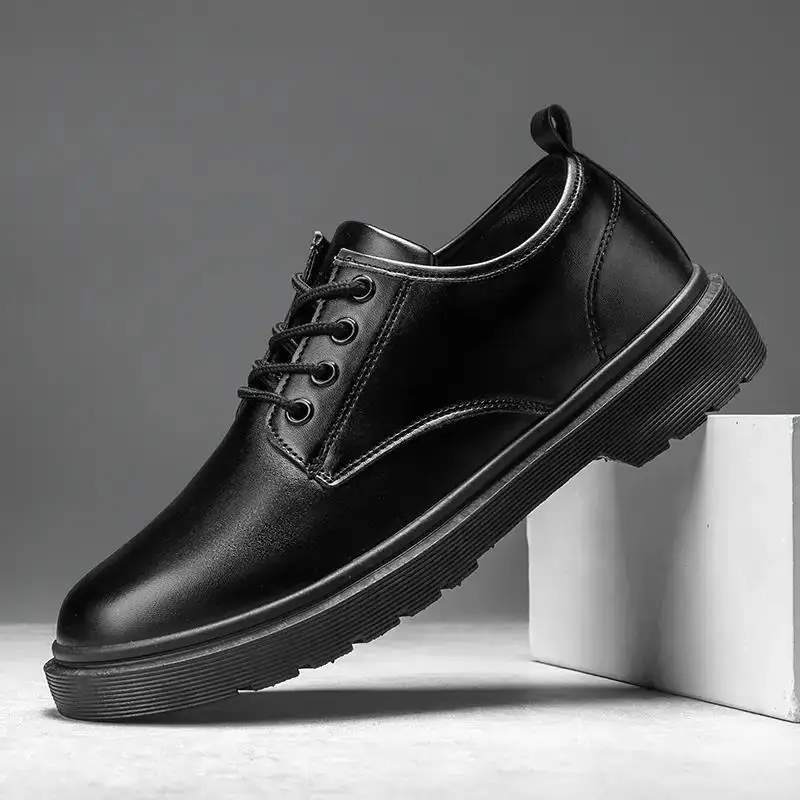 

Men's Spring Autumn Leather Casual Shoes Thick Bottom Non Slip Breathable British Style Casual Leather Shoes Outdoor Work Shoes