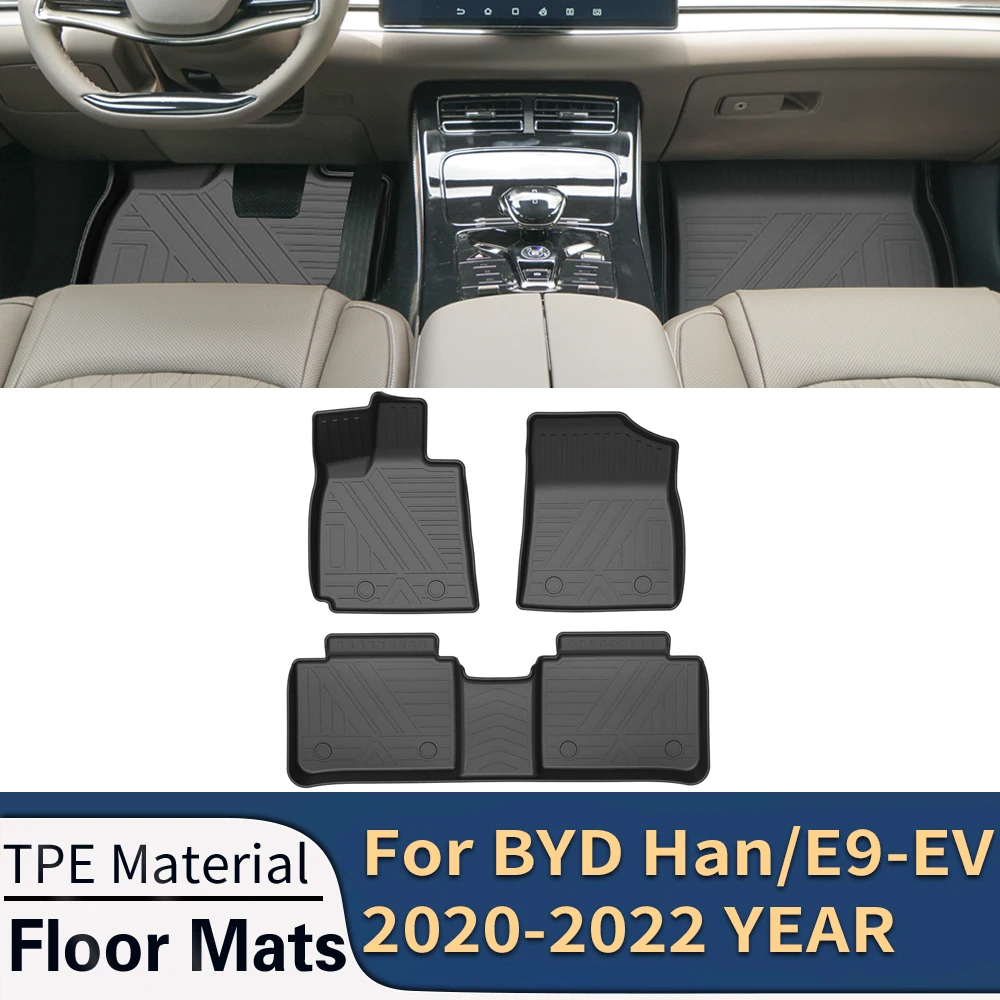 

Автомобильные напольные коврики для BYD Han/e9-EV 2020-2022, всесезонные коврики из термопластичного эластомера без запаха, коврик для подноса, аксессуары для интерьера