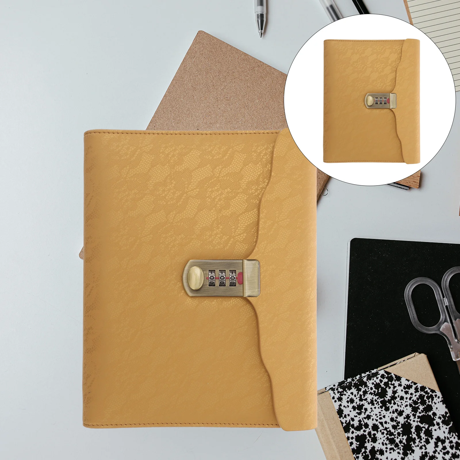 

Notebook Personal Secret Locking Diary PU Memo A5 Notepad Blank Paper Writing Journals Lined Password The Accessories