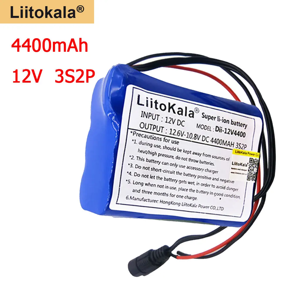 

Liitokala 18650 battery 12v 4.4Ah 4400mAh 18650 Rechargeable batteries 12V with BMS Lithium Battery pack Protection Board