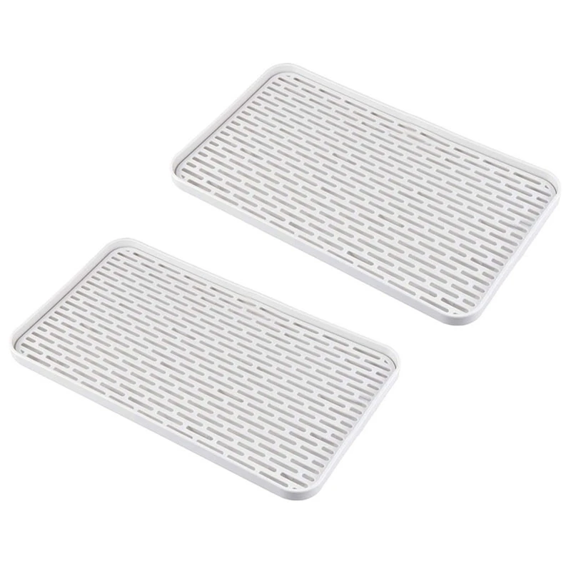 

4X Drainer With Drip Tray,Dish Drain Board Mat Big,Water Drip Tray Holder For Fruit Cup Mug Utensil Bathroom Accessories