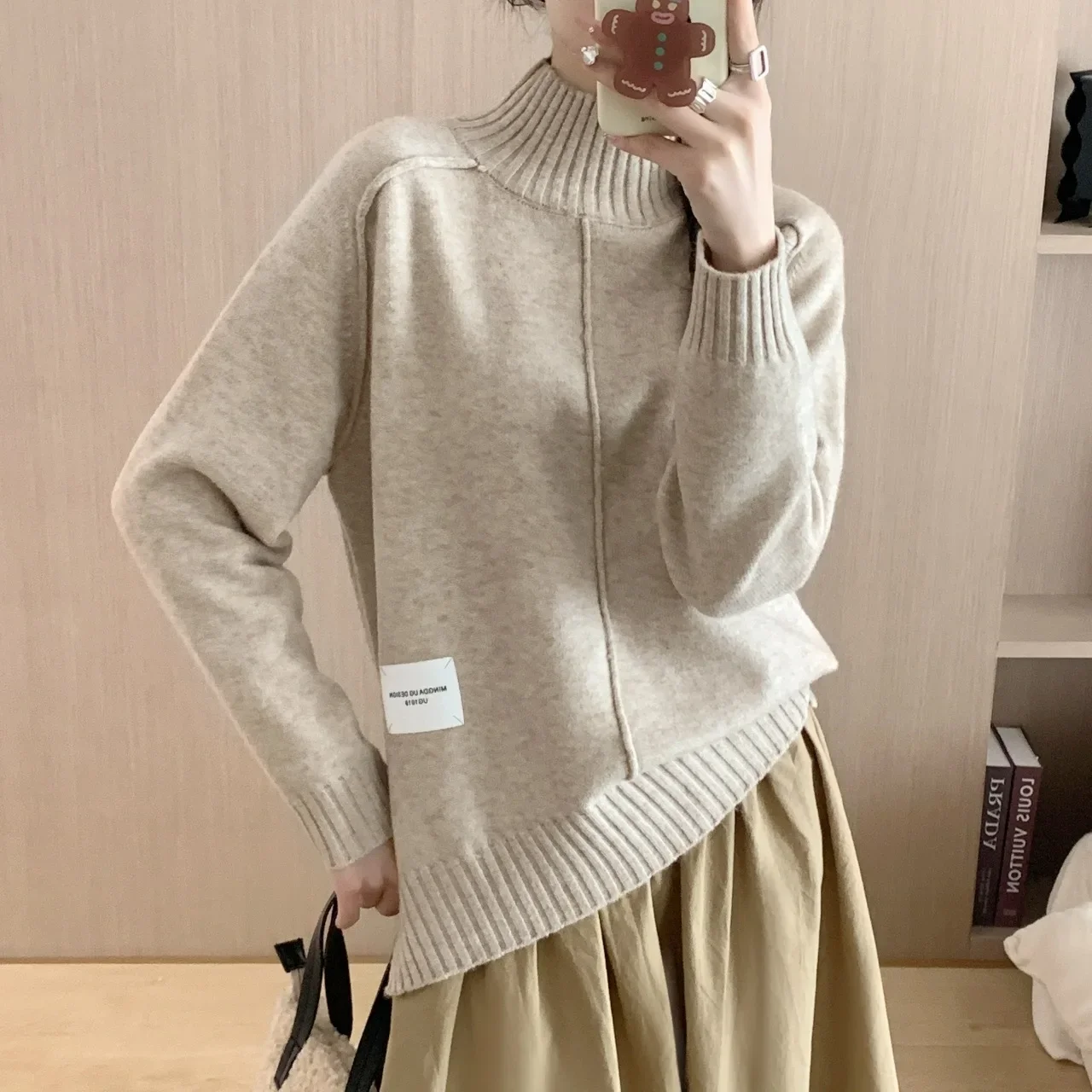 2024 мягкая восковая полуводолазка новый повседневный однотонный свитер толстый