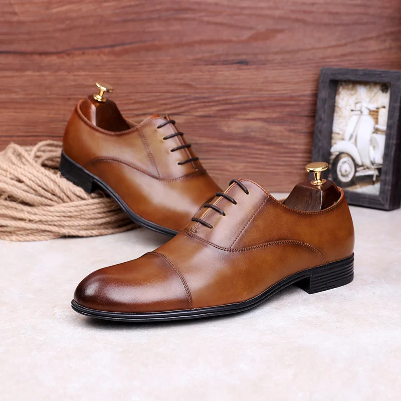 

Men Formal Leather Shoes Men Shoes PU Low Top Solid Color Wear Resistant Lace Up Warmth Non Slip and Waterproof Men Shoes EVA
