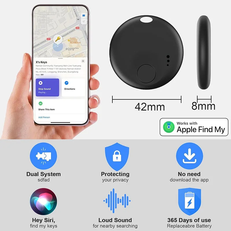 Фото Умный трекер Wesolvet N-Tag Dual System - сертифицирован Apple Find My и Google Find Hub (GFN/FMN) для iPhone, Samsung, Xiaomi, OPPO, ключей №2