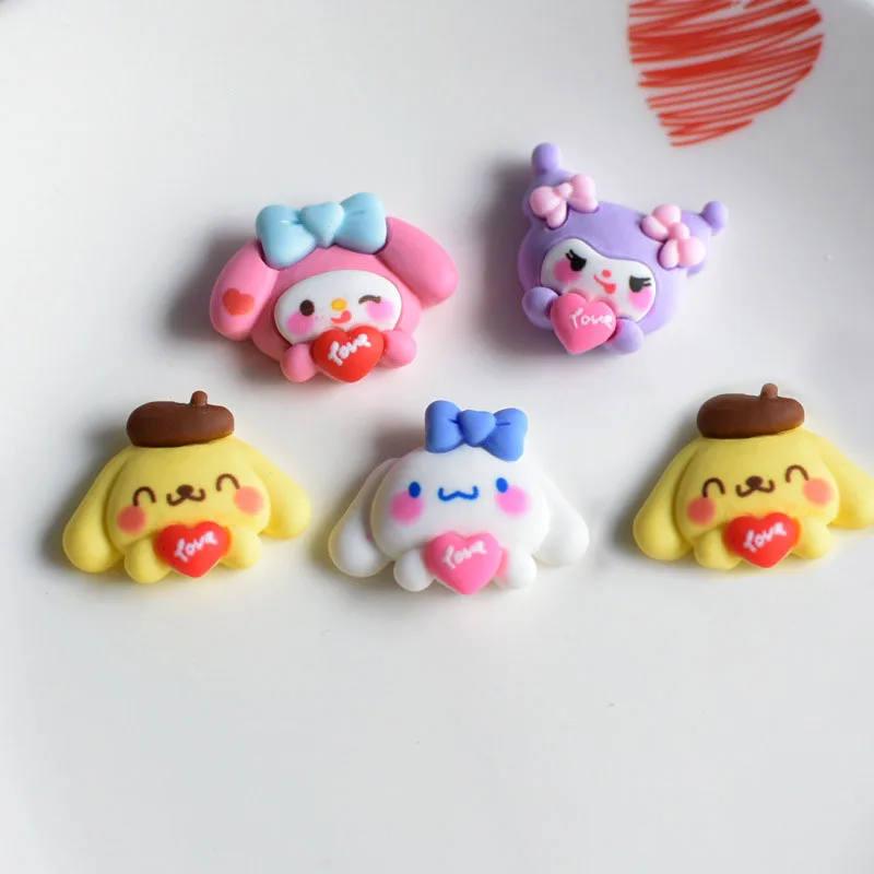

20Pcs Kawaii Sanrioed Resin Accessories Anime Mymelody Kuromi Cinnamoroll Cream Glue Mobile Phone Case DIY Hairpin Ornament Gift